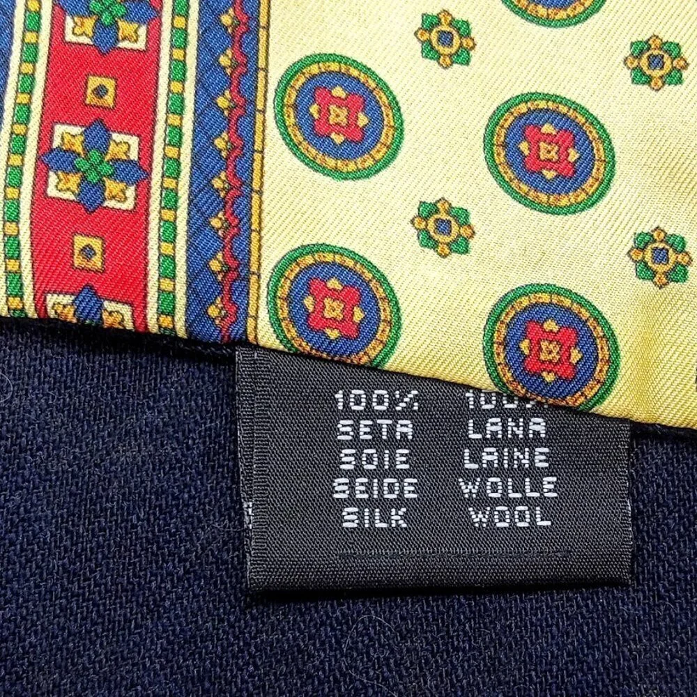 Italian Yellow Silk Wool Fringed Oblong Scarf